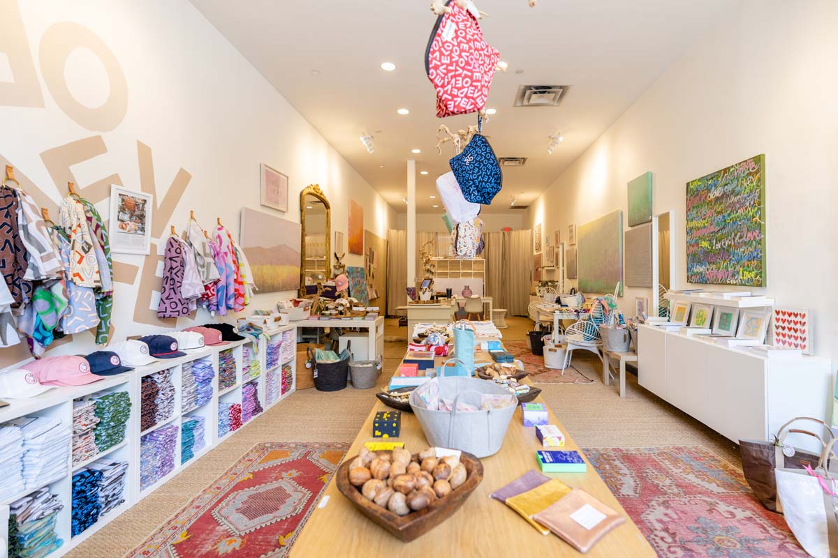 LoveEvolve's shotgun store is full of meaning and there is even an art studio in the back, where you may find the artist at work.